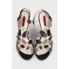 Transparent sandals with snake skin