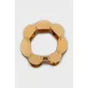 A chunky gold bracelet with a tag