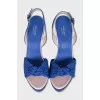 Blue leather sandals with braided pattern