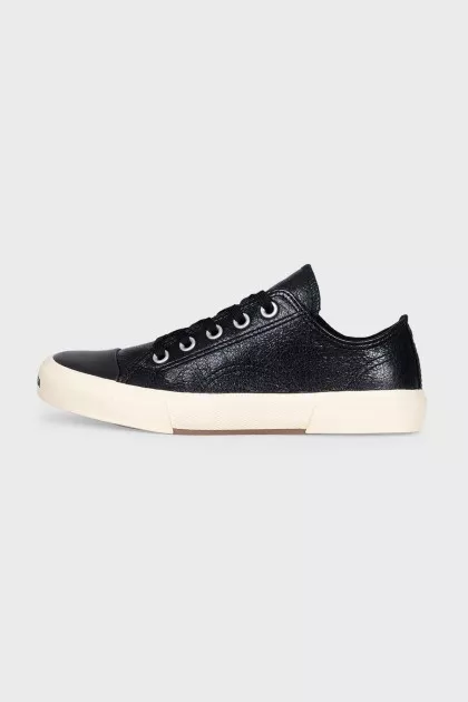 Leather sneakers with a logo on the front