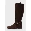 High suede boots with buckles