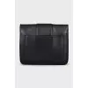 Leather bag with chain and logo
