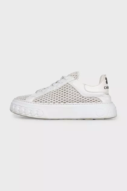 White mesh textile sneakers