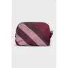 Checkered textile cosmetic bag