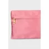 Pink textile cosmetic bag