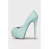 Blue snakeskin shoes