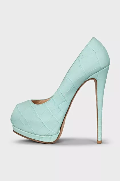 Blue snakeskin shoes
