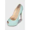 Blue snakeskin shoes