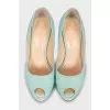 Blue snakeskin shoes