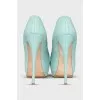 Blue snakeskin shoes