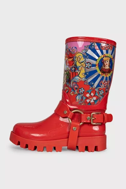 Rubber boots with a bright print