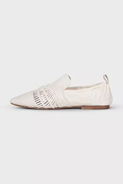 Leather ballet flats with a braided front