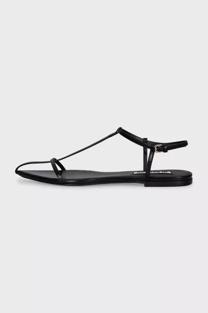 Black leather sandals with thin straps