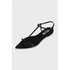 Black leather sandals with thin straps