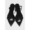 Black leather sandals with thin straps