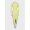 Fitted dress with rhinestones on the collar