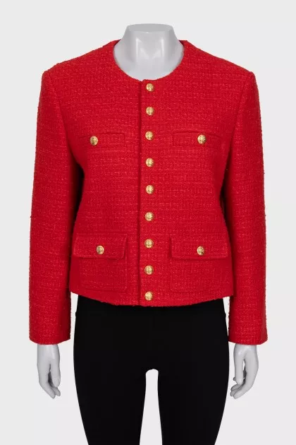 Straight jacket with patch pockets