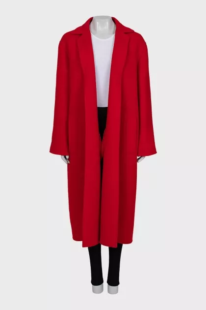 Red coat without fastening