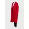 Red coat without fastening