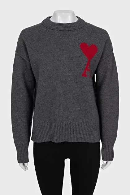 Wool jumper with brand logo and tag