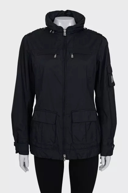 Black hooded jacket