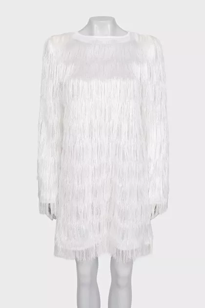Straight dress decorated with fringe