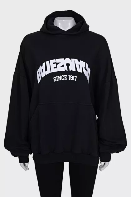 Oversized black hoodie with print