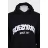 Oversized black hoodie with print