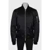 Men's black tapered bomber jacket