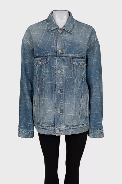Denim jacket with signature print