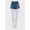 Denim shorts with flower embroidery