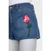 Denim shorts with flower embroidery