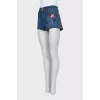 Denim shorts with flower embroidery