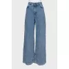 Wide leg fit high rise jeans