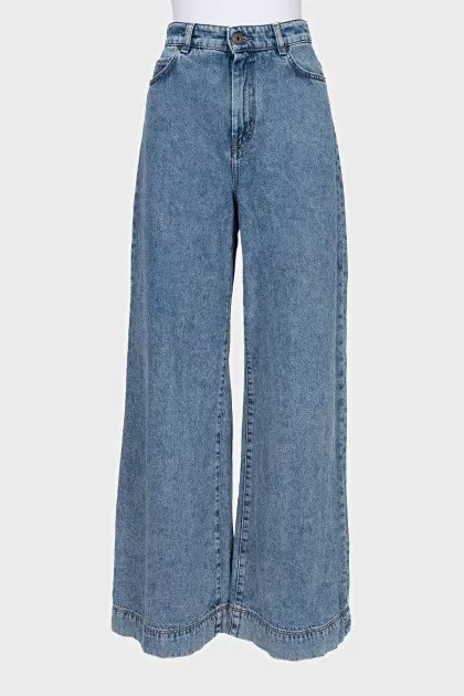 Wide leg fit high rise jeans