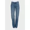 Mid-rise straight leg blue jeans