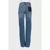 Mid-rise straight leg blue jeans