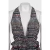 Animal print silk tie-up top