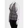 Animal print silk tie-up top