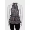 Animal print silk tie-up top