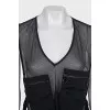 Mesh top with zip patch pockets