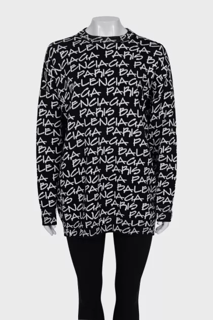 Oversized jumper with signature print