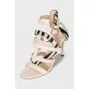 Sandals made of combination leather