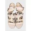 Sandals made of combination leather