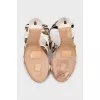 Sandals made of combination leather