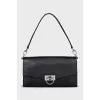 Leather shoulder bag with logo