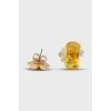 Earrings in the shape of a bottle and a flower