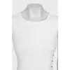 White dress with an asymmetrical side seam