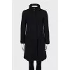 Straight-cut coat with a stand-up collar