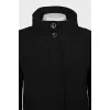 Straight-cut coat with a stand-up collar